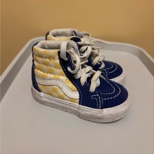 Vans Blue and Yellow High-Top Sneakers with Waffle Sole